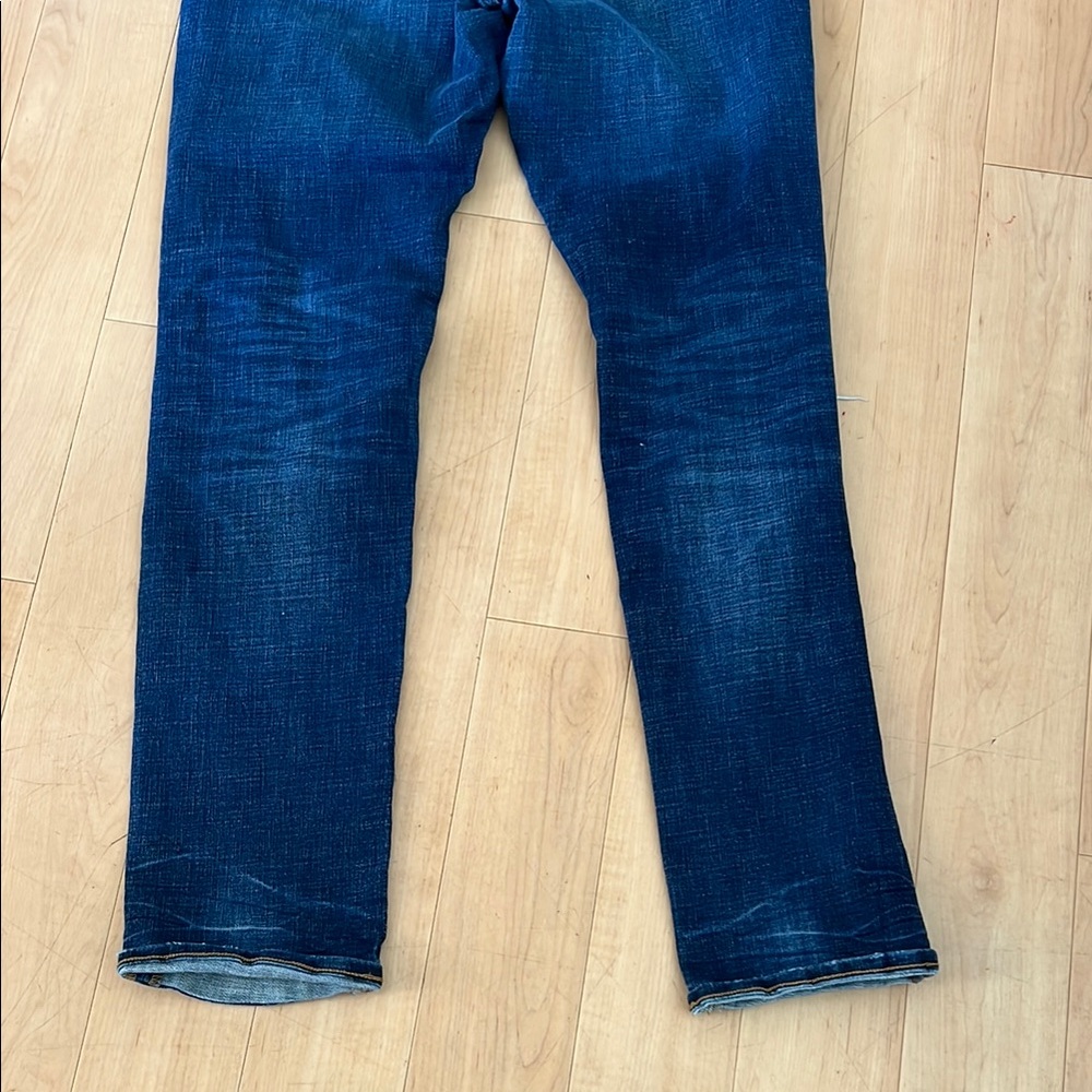 American Eagle Outfitters Men's Ripped Dark Blue Skinny Jeans - Picture 12 of 15